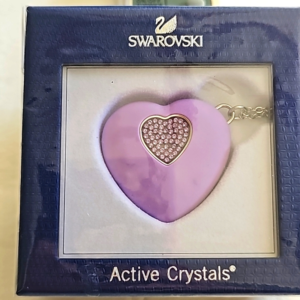 Swarovski USB Heart Memory Necklace With Violet 4GB USB, Boxed